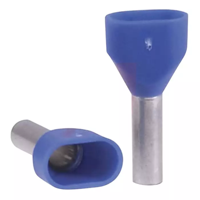 ALTECH Insulated Crimp Bootlace Ferrule 9.9 mm Pin Length 3.3 mm Pin Diameter 2x2.5 mm² Wire Size Blue, 2778 (Pack of 100)