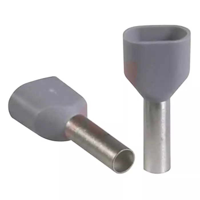ALTECH Insulated Crimp Bootlace Ferrule 12 mm Pin Length 3.9 mm Pin Diameter 2x4 mm² Wire Size Grey, 2799 (Pack of 100)