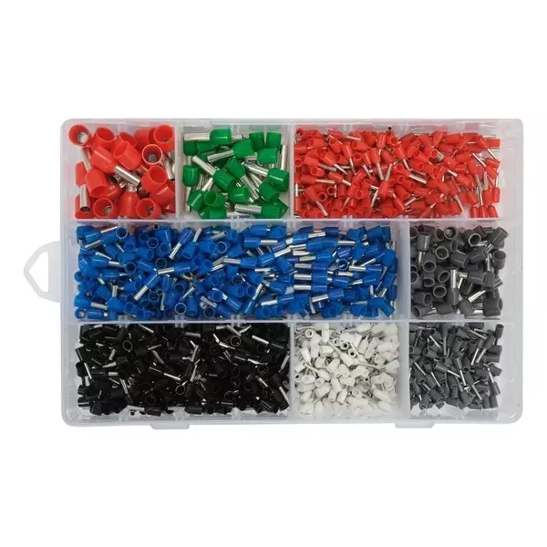 Yato 1200 Pcs Insulated Crimp Bootlace Ferrules Brass, PVC Body and Packed in Plastic Case, YT-068914