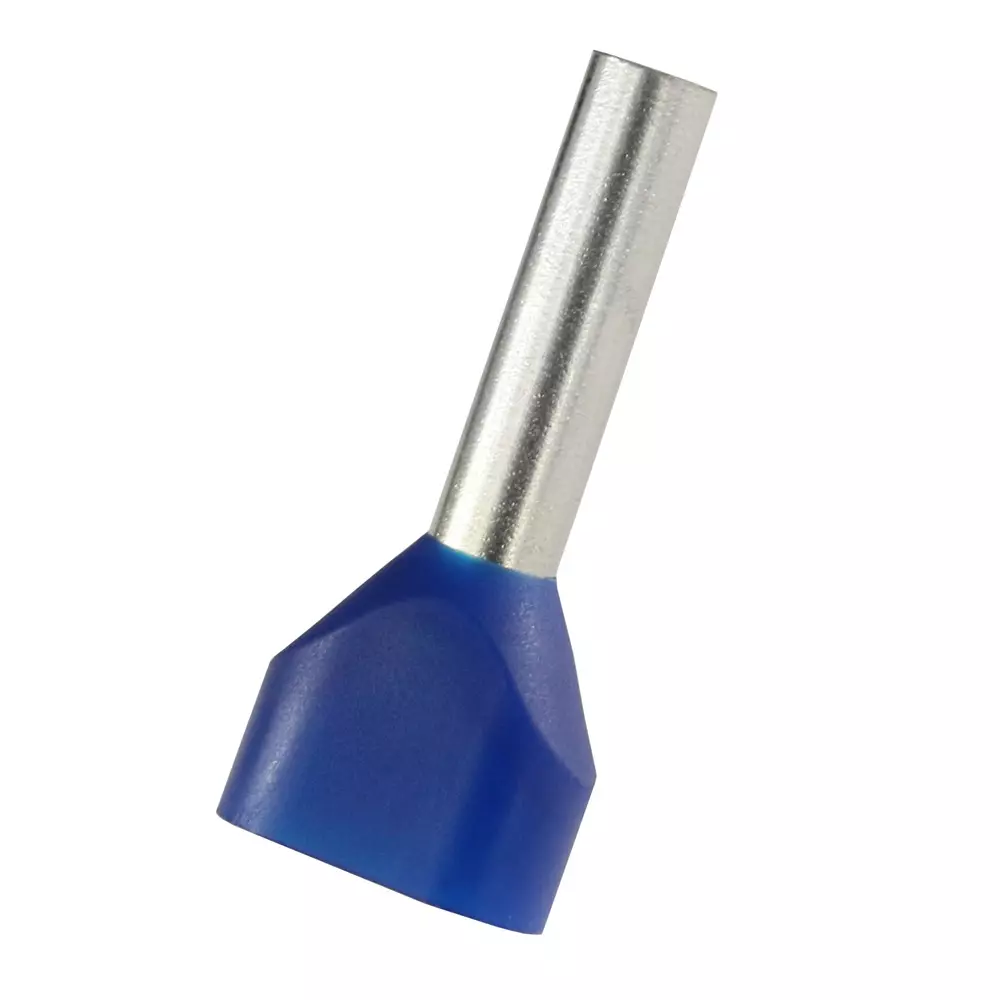 RS PRO Bootlace Ferrule Tin Plated Insulated 14 AWG to 14 AWG Blue, 2707667 (Pack of 500 Pcs)