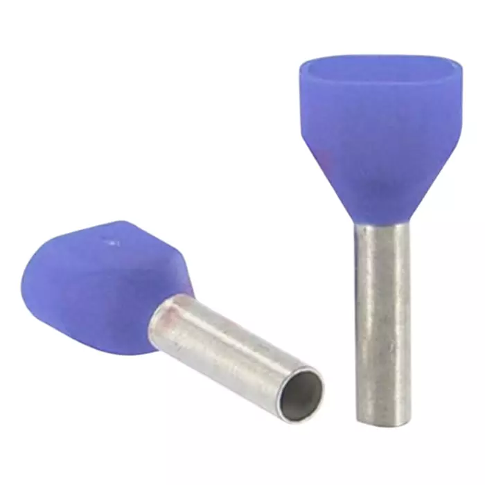 ALTECH Insulated Crimp Bootlace Ferrule 12 mm Pin Length 3.3 mm Pin Diameter 2x2.5 mm² Wire Size Blue, 2798 (Pack of 100)