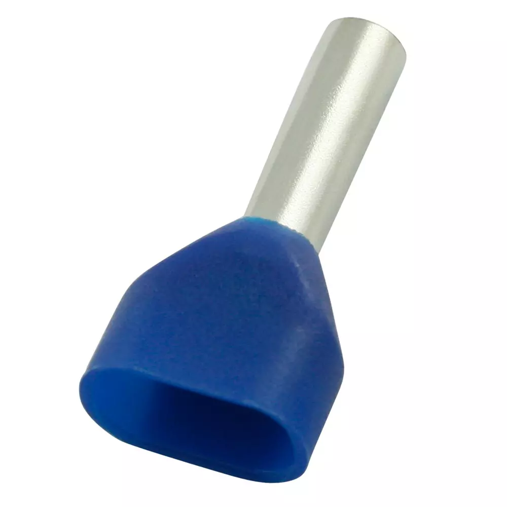 RS PRO Bootlace Ferrule Tin Plated Insulated 18 AWG to 18 AWG Blue, 2707668 (Pack of 500 Pcs)