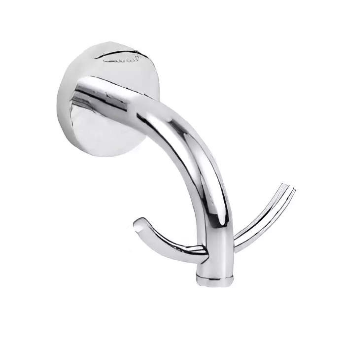Somany Double Robe Hook Signature Collection Optimus Round Series Wall Mount Chrome Finish Metal Body, 272151450121
