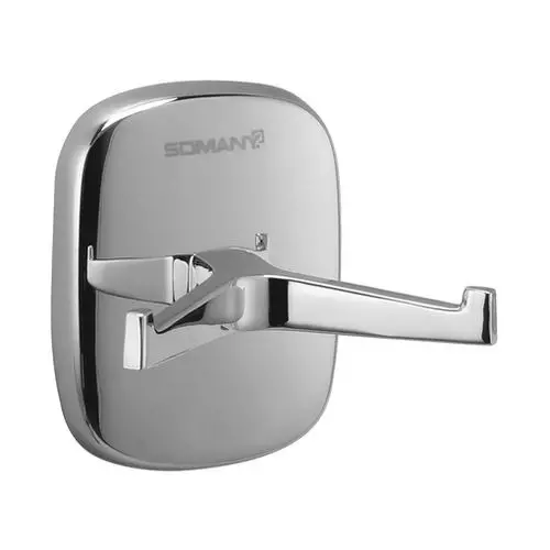 Somany Double Robe Hook Signature Collection Pinnacle Series Wall Mount Chrome Finish Metal Body, 272130740021