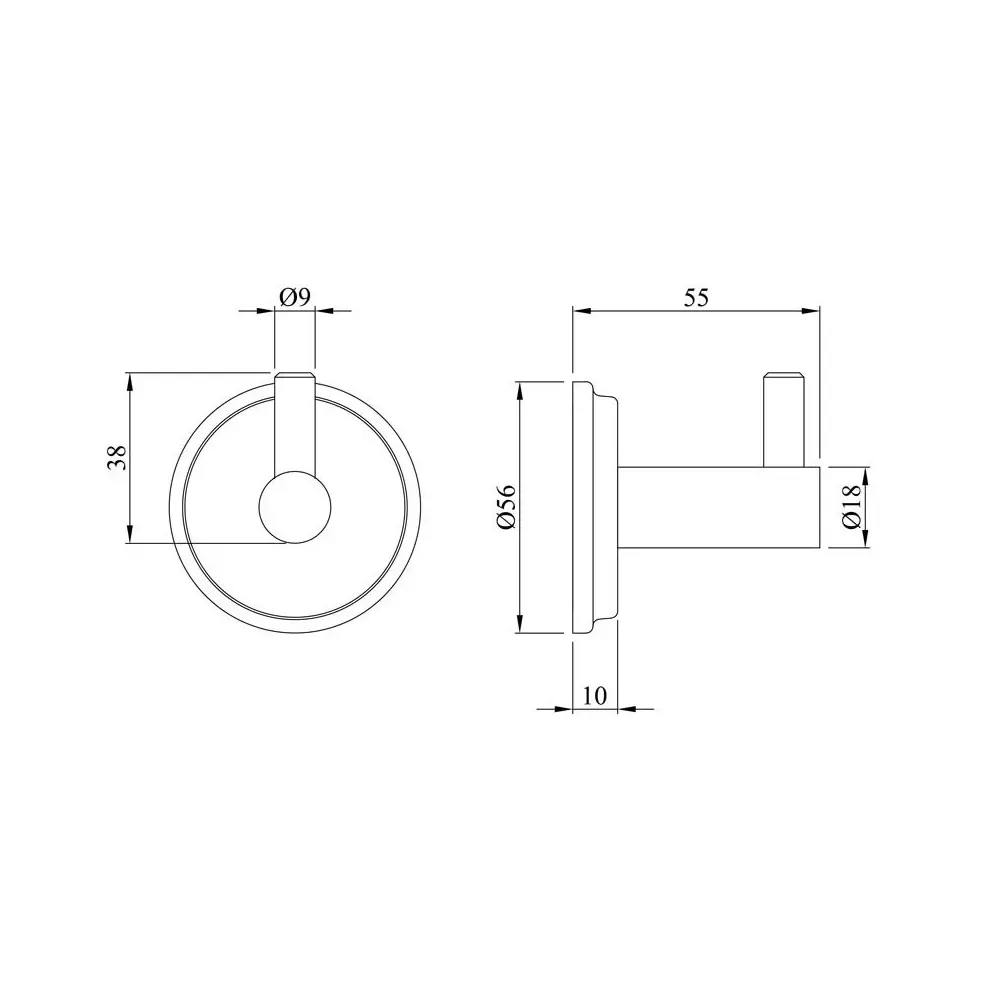 Essco by Jaquar Single Robe Hook Chrome Finish, AEC-1191N