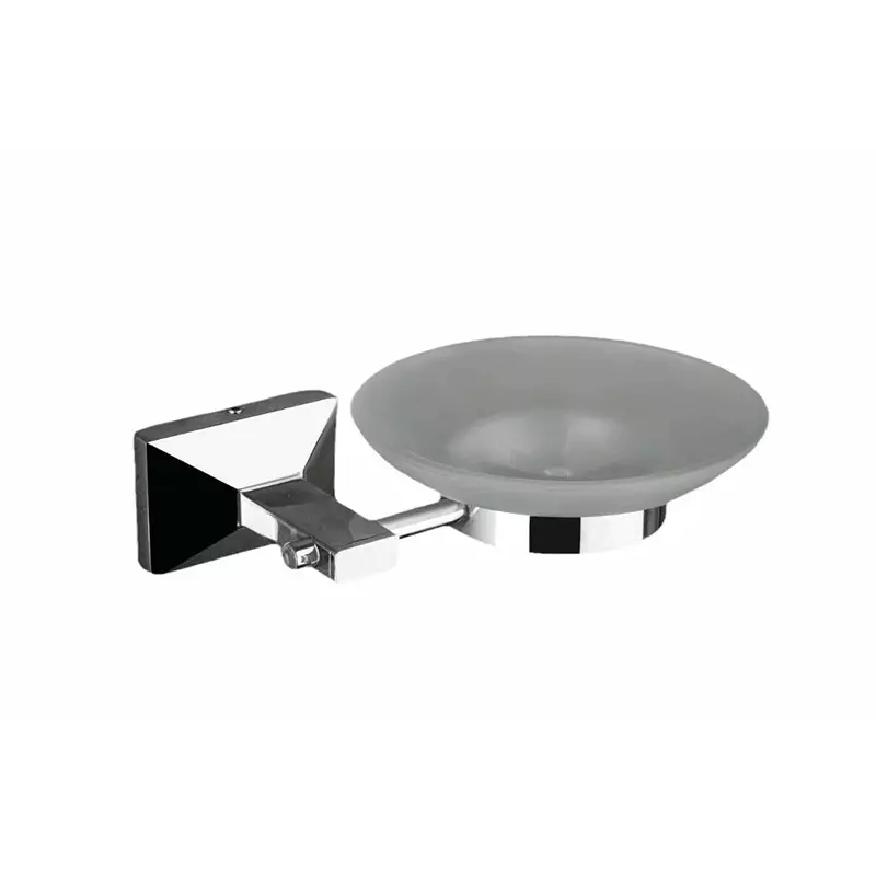Aquai Glass Soap Dish Plastic & Steel Silver for Bathroom Use, DC-212