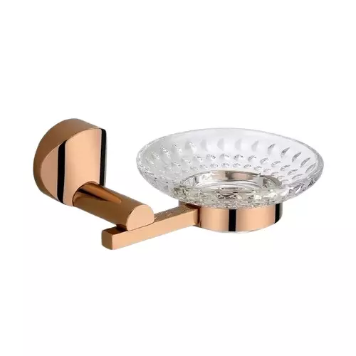 Aquai Glass Soap Dish Plastic & Steel Rose Gold for Bathroom Use, ERGD-1612