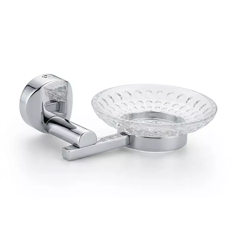 Aquai Glass Soap Dish Plastic & Steel Chrome for Bathroom Use, EC-1612