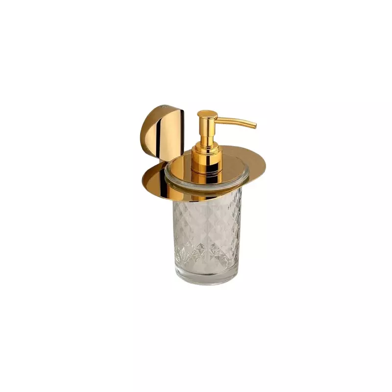 Aquai Glass Liquid Soap Dispenser Plastic & Steel Gold for Bathroom Use, EGD-1610