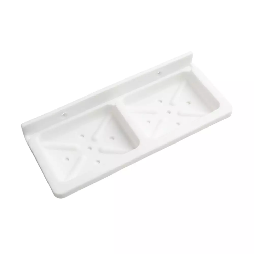 GENERIC Double Soap Dish Wall Mount Unbreakable ABS Plastic Square White (Pack of 2)