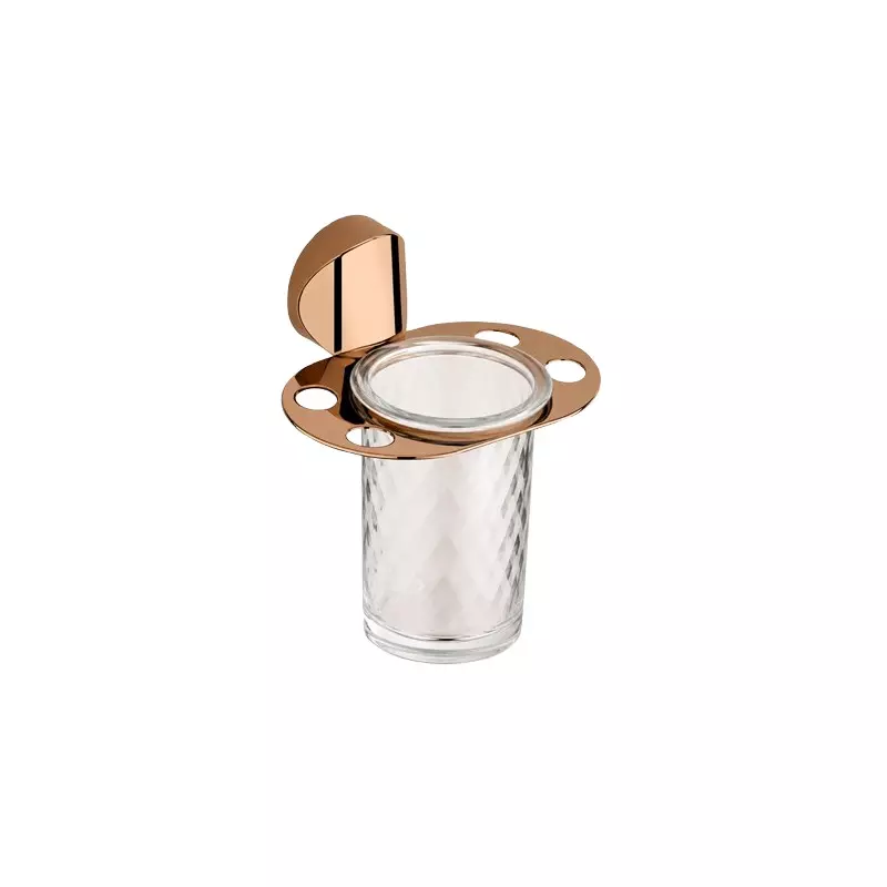 Aquai Glass Tumbler Holder Plastic & Steel Rose Gold for Bathroom Use, ERGD-1605