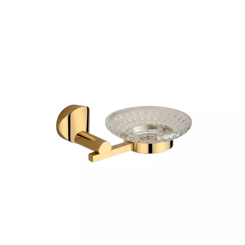 Aquai Glass Soap Dish Plastic & Steel Gold for Bathroom Use, EGD-1612