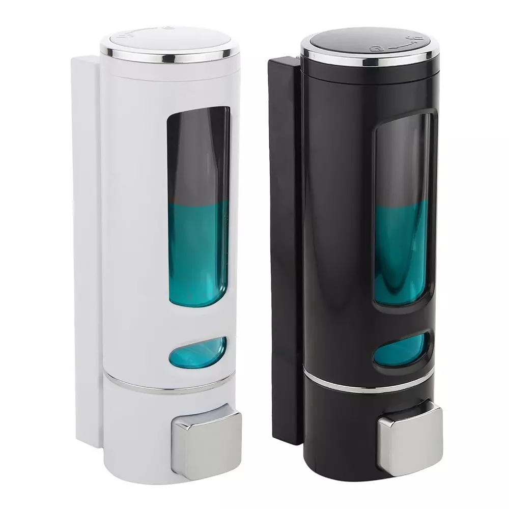 GENERIC Soap Dispenser 400 ml Capacity Wall Mountable Plastic White & Black (Pack of 2)
