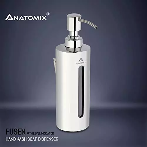Anatomix Stainless Steel Wall Mounted Round Liquid Soap Dispenser 200 ml for Home, Office, Bathroom