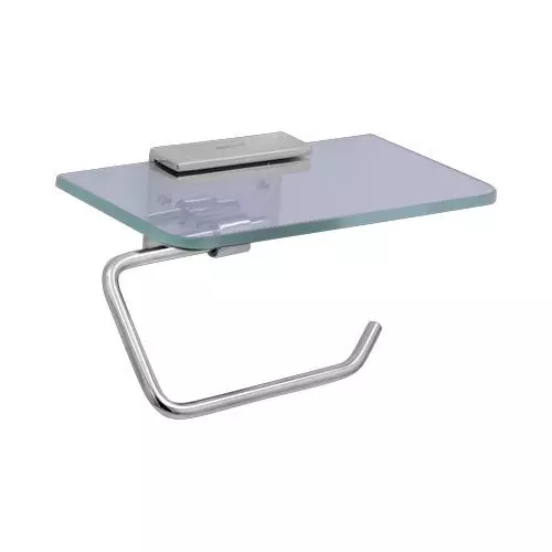 Somany Mobile Tray Paper Holder French Collection Liana Series Brushed Gold Finish Glass and Metal Body Wall Mount, 272151340101