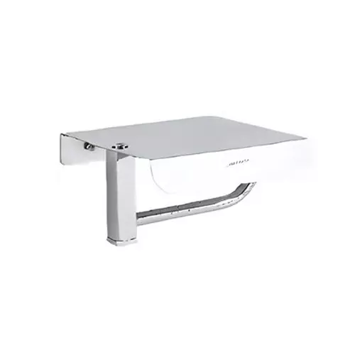 Somany Paper Holder with Mobile Tray Signature Collection Optimus Square Series Wall Mount Chrome Finish Metal Body, 272151450091