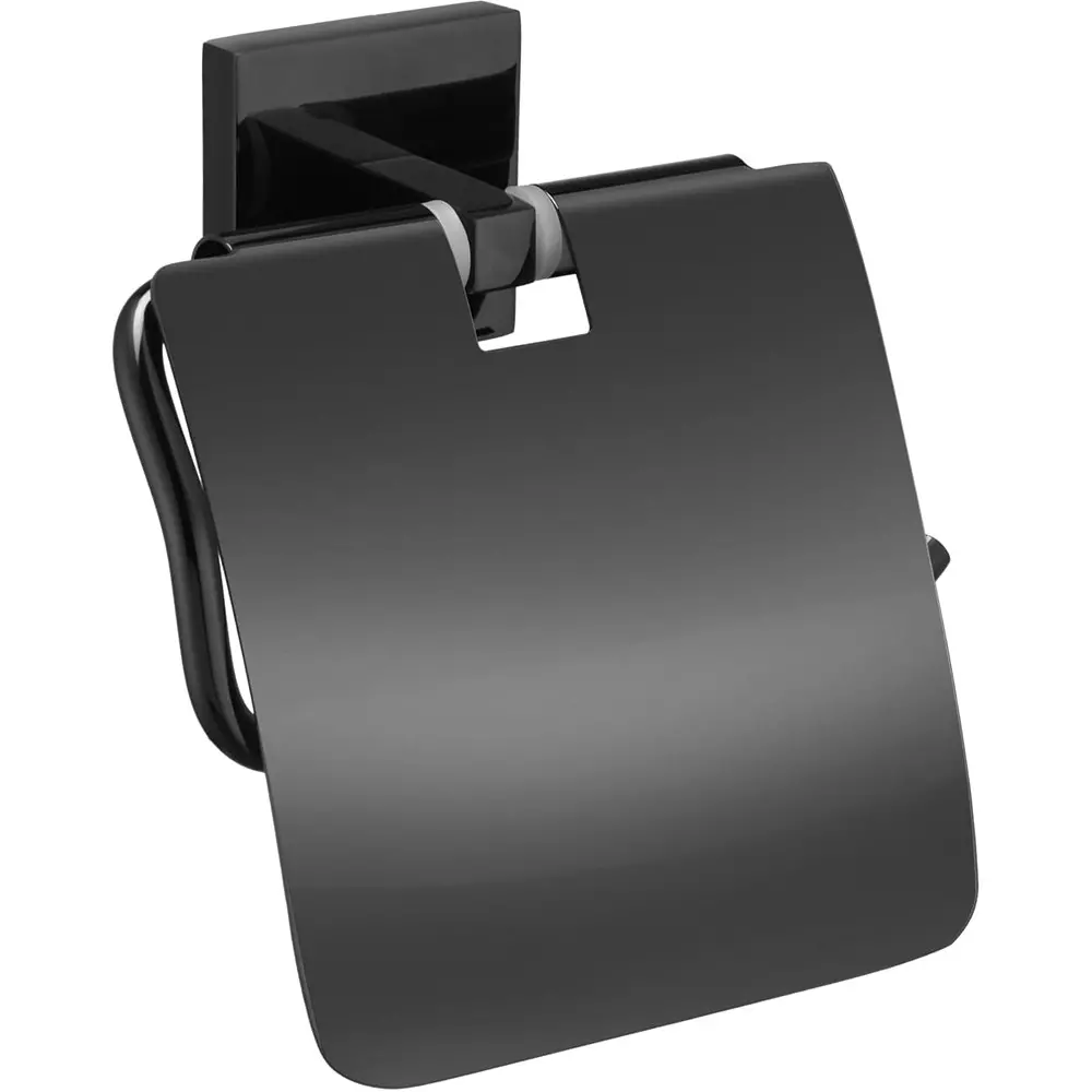 Parryware Sigma Paper Holder with Cover Wall Mount Stainless Steel Shiny Black, T5914A5