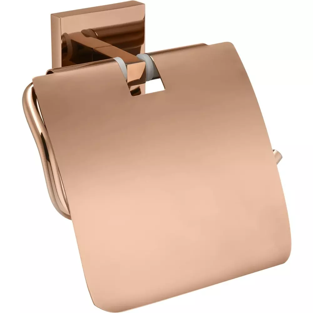 Parryware Sigma Paper Holder with Cover Wall Mount Stainless Steel Deep Rose Gold, T5914A4