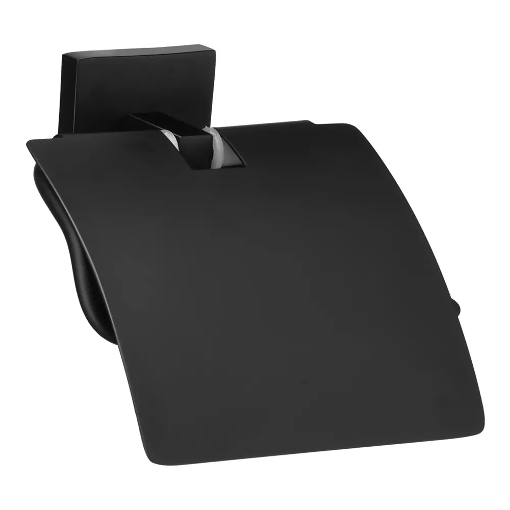 Parryware Sigma Paper Holder with Cover Wall Mount Stainless Steel Matte Black, T59147C