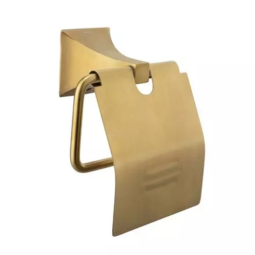 Somany Toilet Paper Holder with Flap French Collection Giza Series Brushed Gold Finish Metal Body Wall Mount, 272151340241