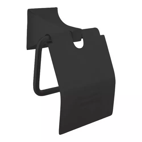 Somany Toilet Paper Holder with Flap French Collection Giza Series All Black Finish Metal Body Wall Mount, 272151340321