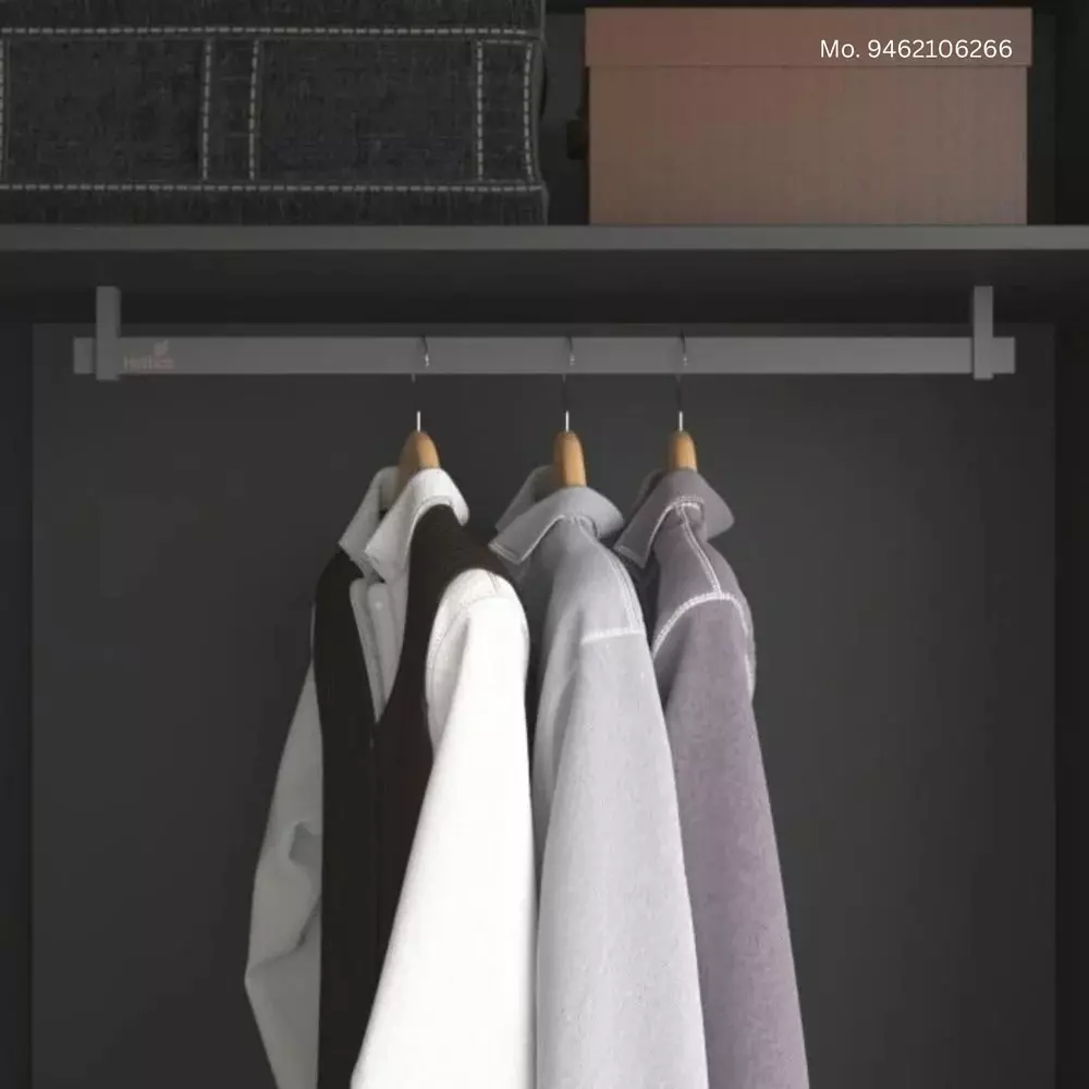 Hettich Clothes Rack Set 22x15x78 mm Grey Finish Top Mount, 9339729