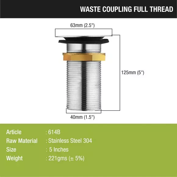 LIPKA Waste Coupling Full Thread 5 inch (127 mm), WCFT5
