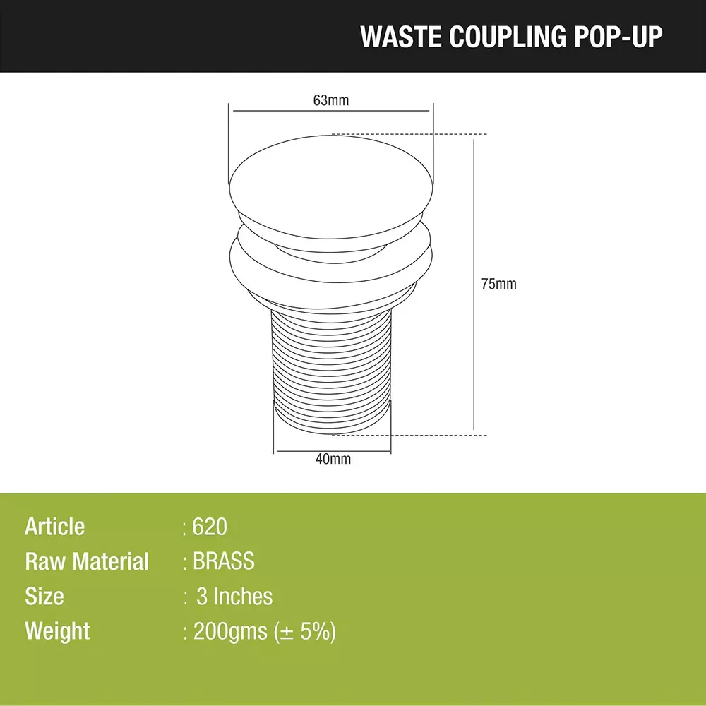 LIPKA Waste Coupling Pop-Up 3 inch (76.2 mm), WC-PP