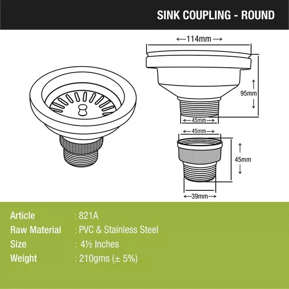 LIPKA Sink Coupling Round 4-1/2 inch (114 mm), SCR4