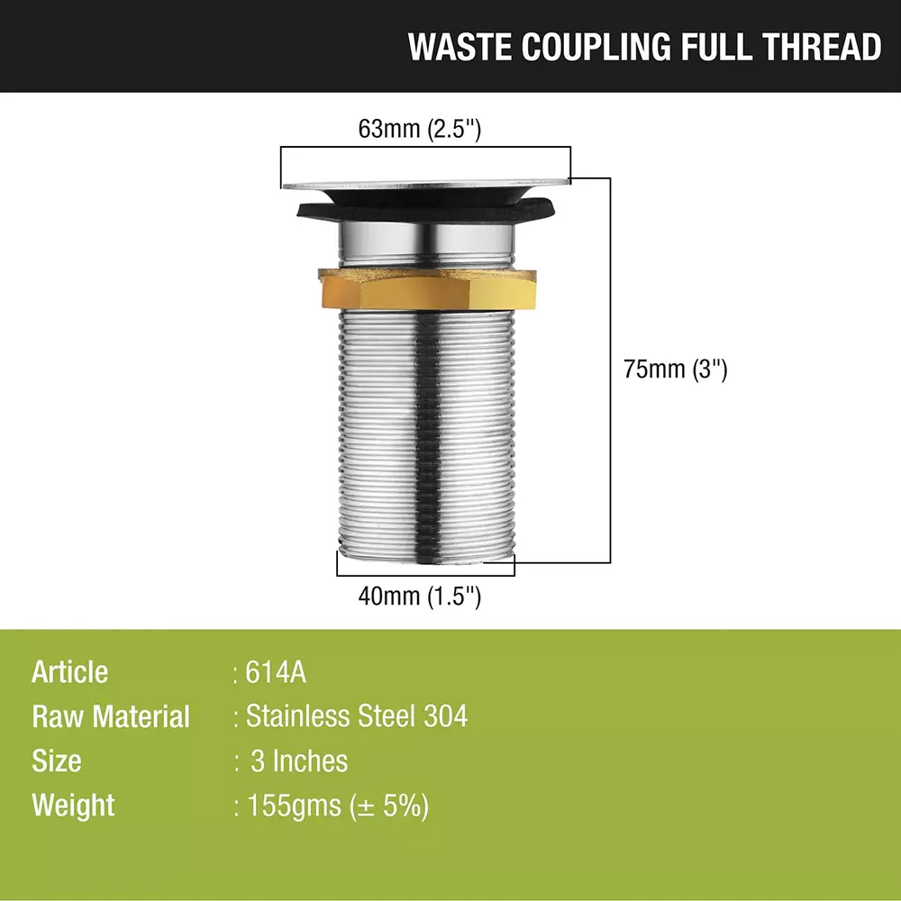 LIPKA Waste Coupling Full Thread 3 inch (76.2 mm), WCIFT3