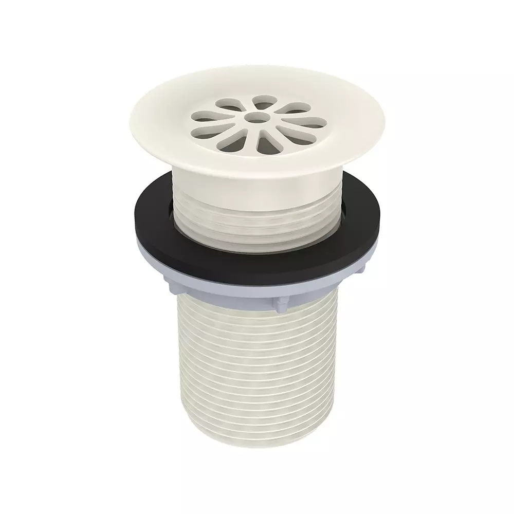 RN Full Thread Waste Coupling 85 mm Diameter White PTMT for Bathroom & Toilets, RNACC01A65