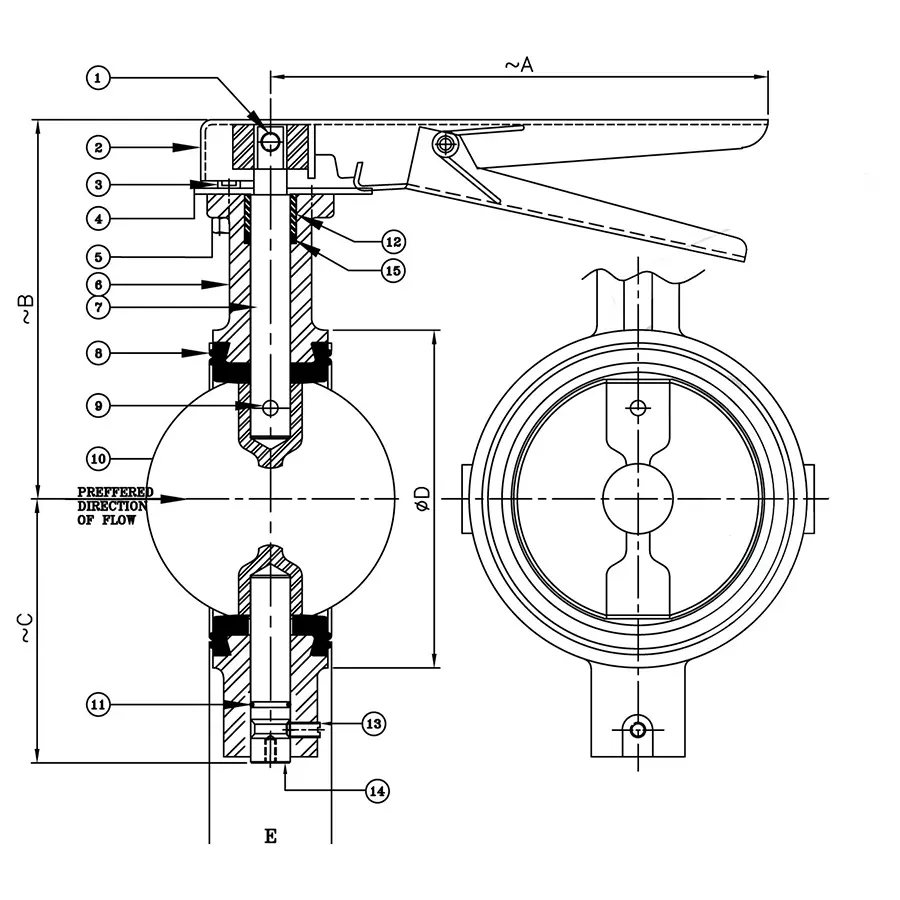 Leader 2-1/2 Inch, 65 mm Cast Iron Butterfly Valve CI 061B