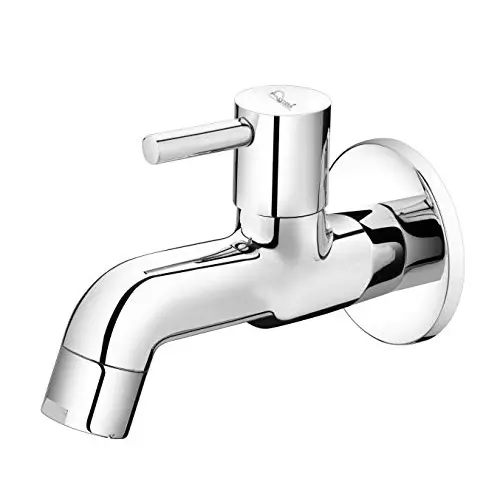 Aquieen Silver Brass Long Body Bib Cock with Wall Flange, AQN 466