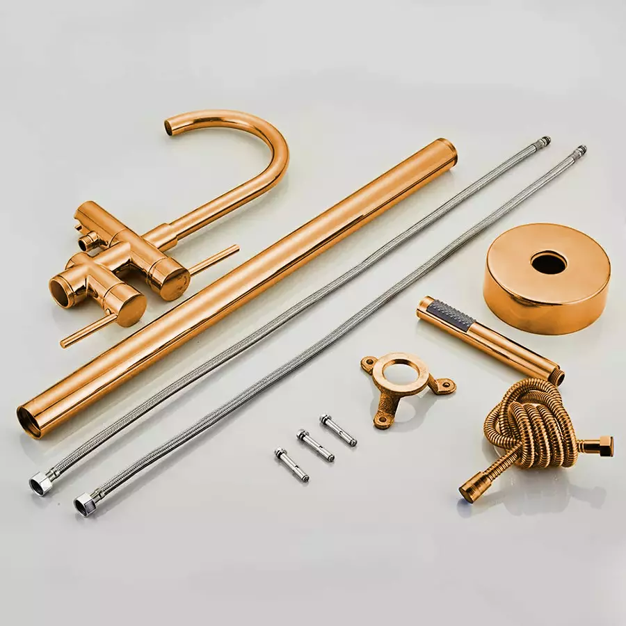 Aquieen Rose Gold Plated Finish Bath Tub Filler, AQN 226