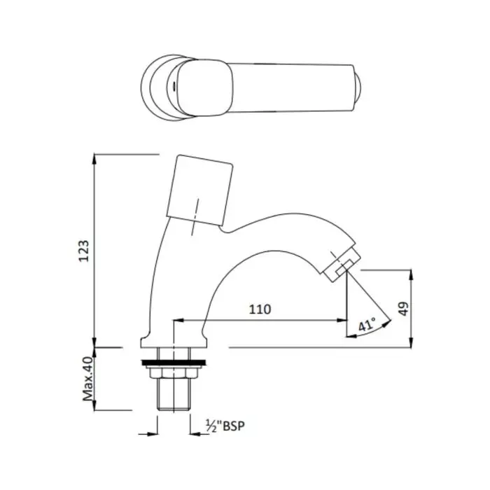 Hindware Dove Basin Tap Brass Chrome Finish Silver, F740002