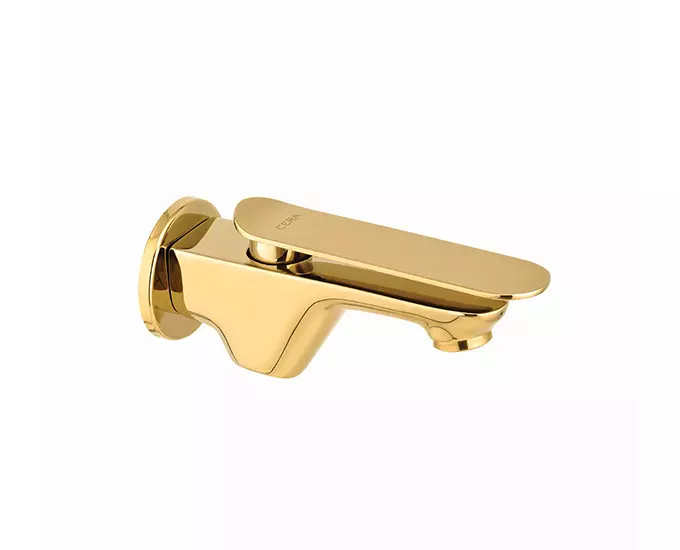 CERA Brooklyn Single Lever Wall Mount Bib Cock with Wall Flange and Aerator French Gold, F1018151FG