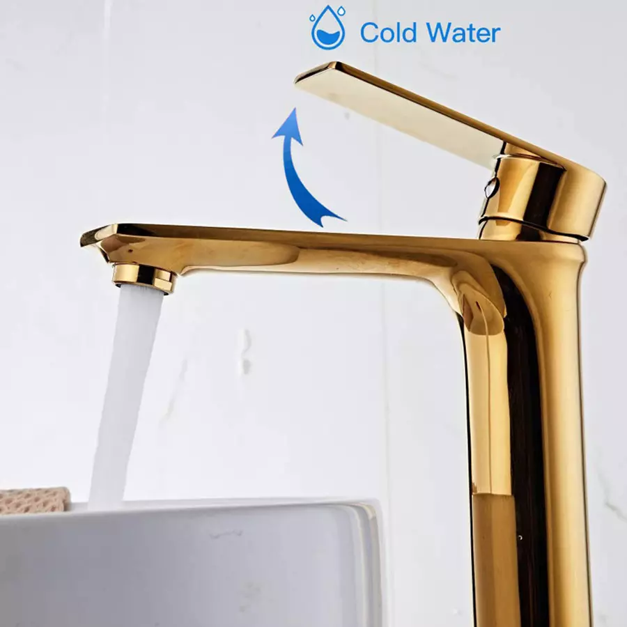 Aquieen Element Pillar Cock Brass Polished Finish French Gold, AQN 123