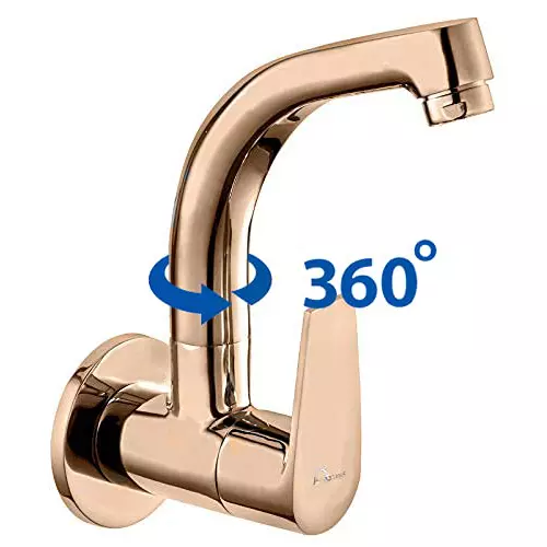Aquieen Sink Tap Brass with Wall Flange Rose Gold, AQN 730
