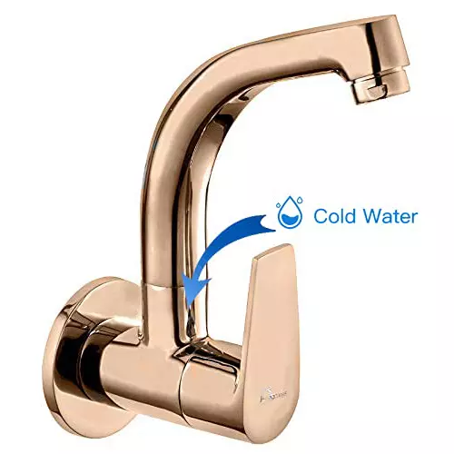 Aquieen Sink Tap Brass with Wall Flange Rose Gold, AQN 730