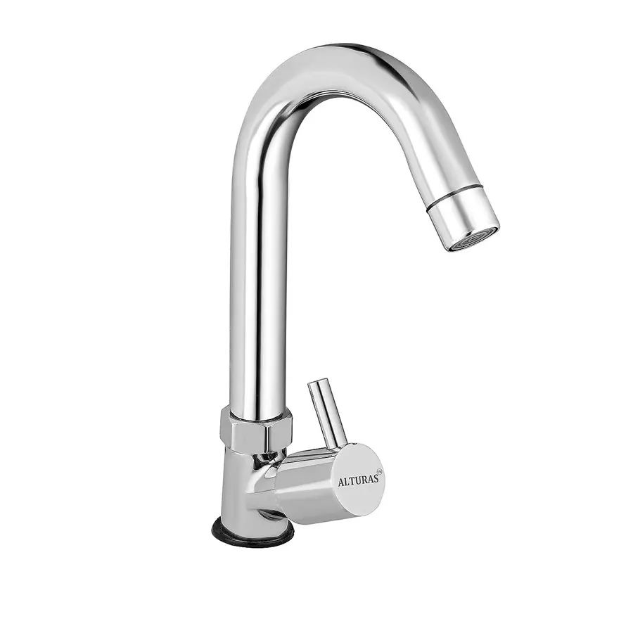 ALTURAS Turbo Swan Neck Brass Sink Cock Tap for Bathroom/Kitchen Pillar Tap