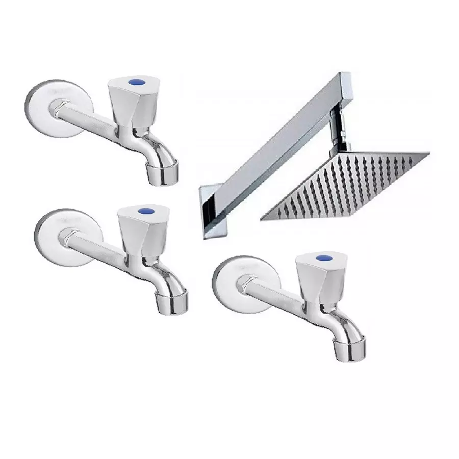 Fastgear Faucet Set with Shower Stainless Steel Chrome Finish Silver, FG2375 ( Pack of 4)