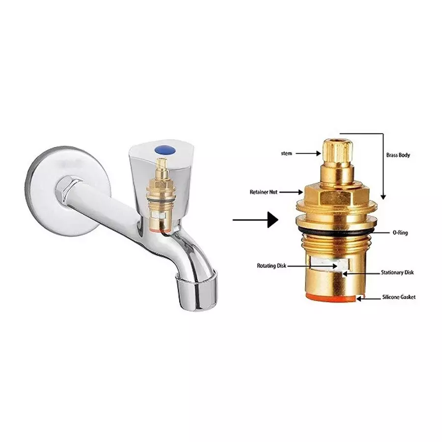 Fastgear Faucet Set with Shower Stainless Steel Chrome Finish Silver, FG2375 ( Pack of 4)