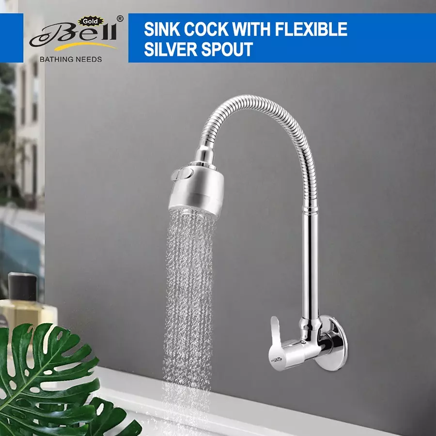 Gold Bell Mark Brass Single Flow Flexible Sink Cock, FLX-Sinkcock-Mark