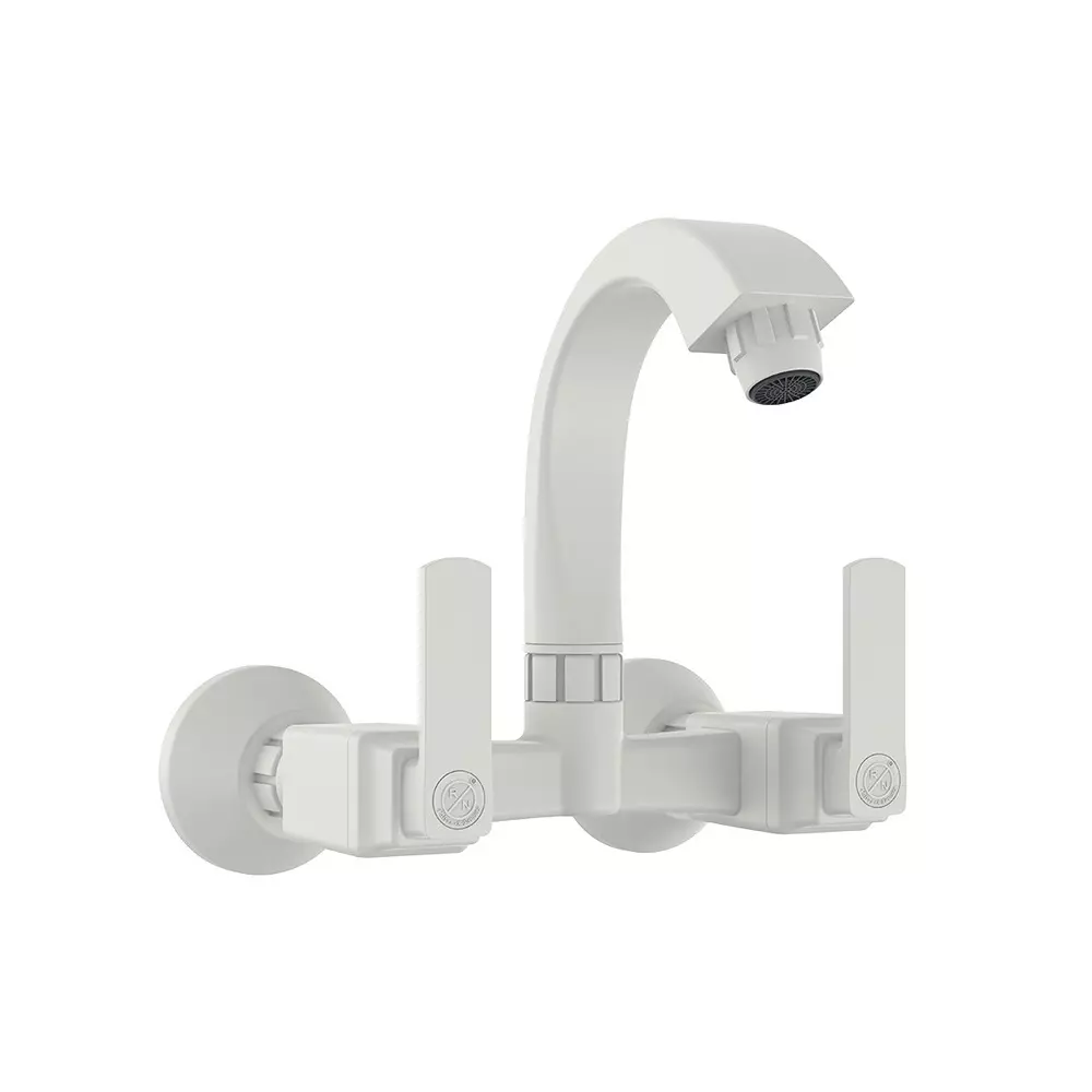 RN PTMT Sink Mixer Wall Mount White 20 mm Faucet Hole, RNABH01A18