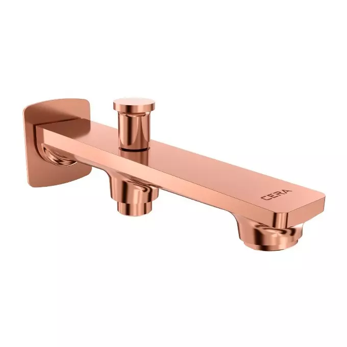 CERA Sylvina Bath Tub Spout Quarter Turn Wall Mount PVD Finish Rose Gold with Wall Flange & Button Arrangement, F1021662RG