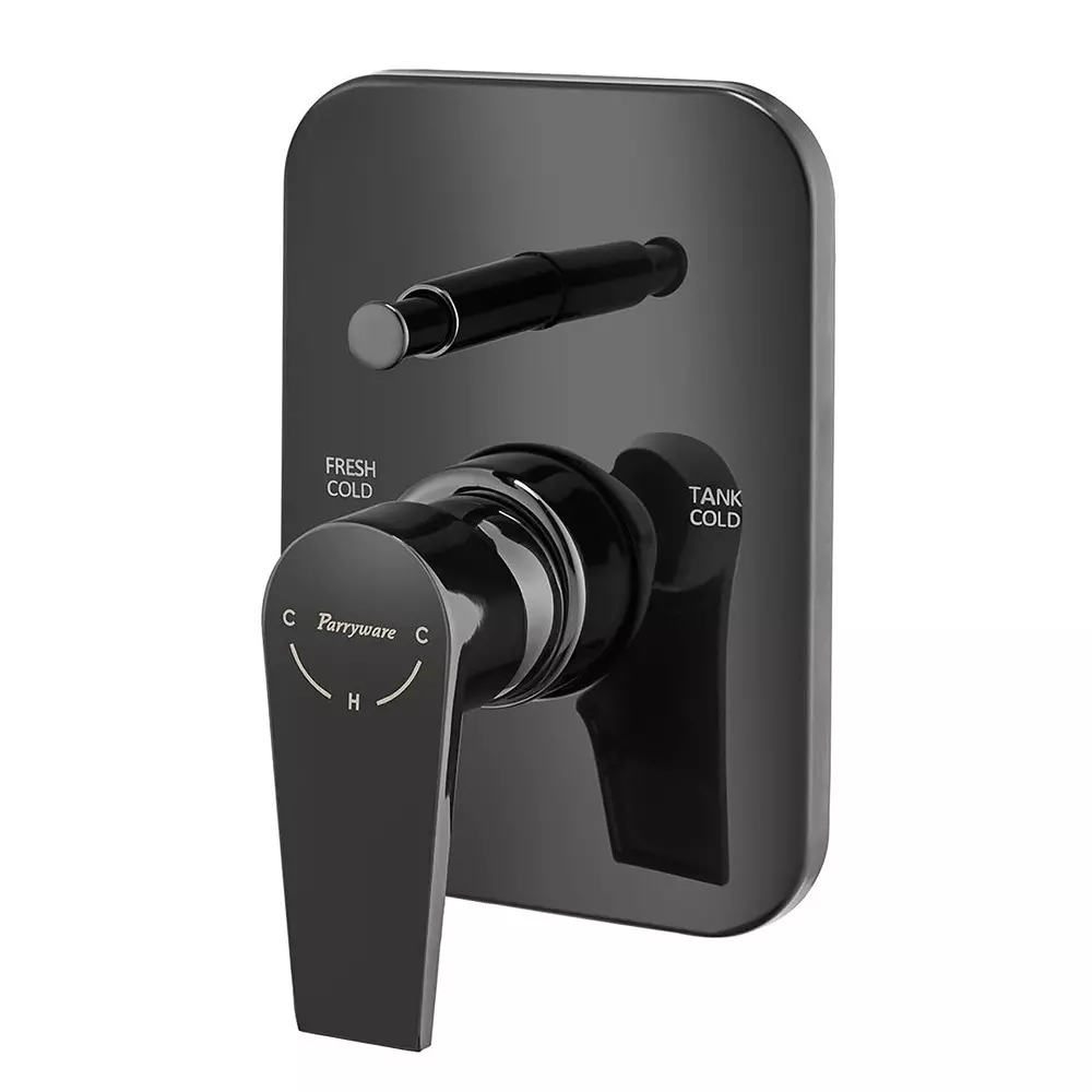 Parryware 3 - Inlet Diverter Upper Trim Praseo Shiny Black Chrome Finish, G5884A5