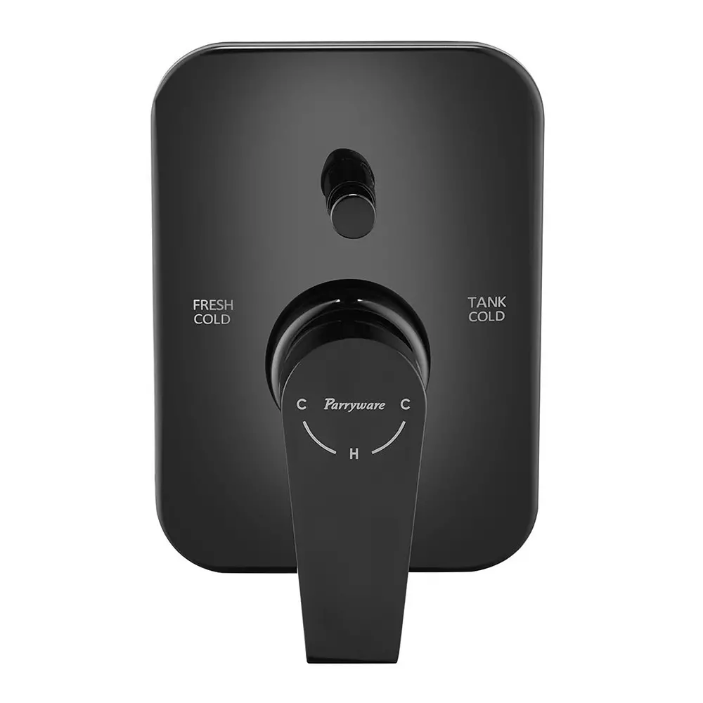 Parryware 3 - Inlet Diverter Upper Trim Praseo Shiny Black Chrome Finish, G5884A5