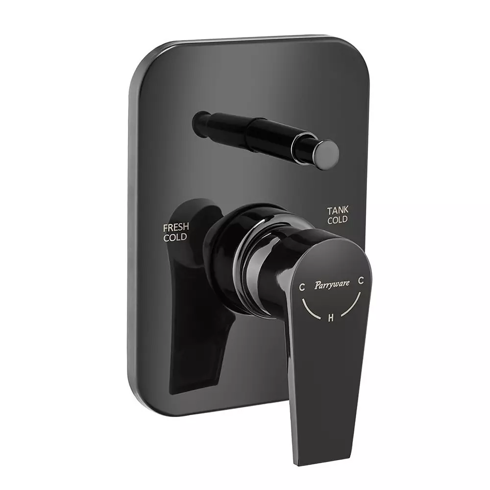 Parryware 3 - Inlet Diverter Upper Trim Praseo Shiny Black Chrome Finish, G5884A5