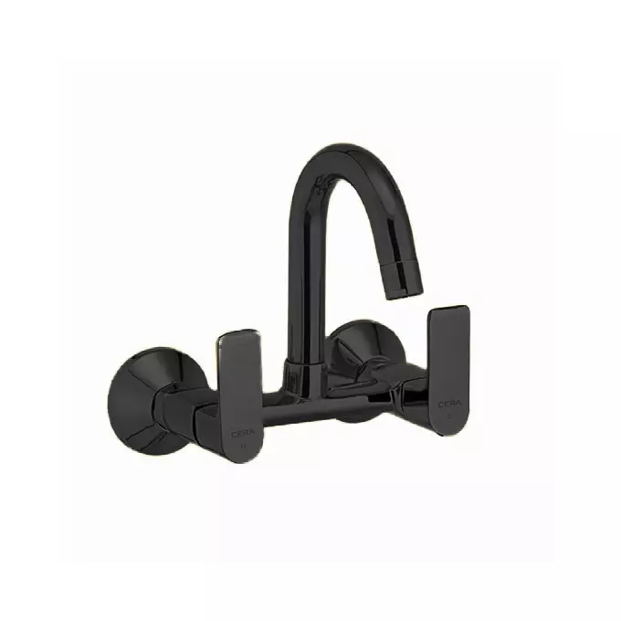 CERA RUBY Basin Mixer Quarter Turn Wall Mount PVD Finish Black Matte, F1005502BM