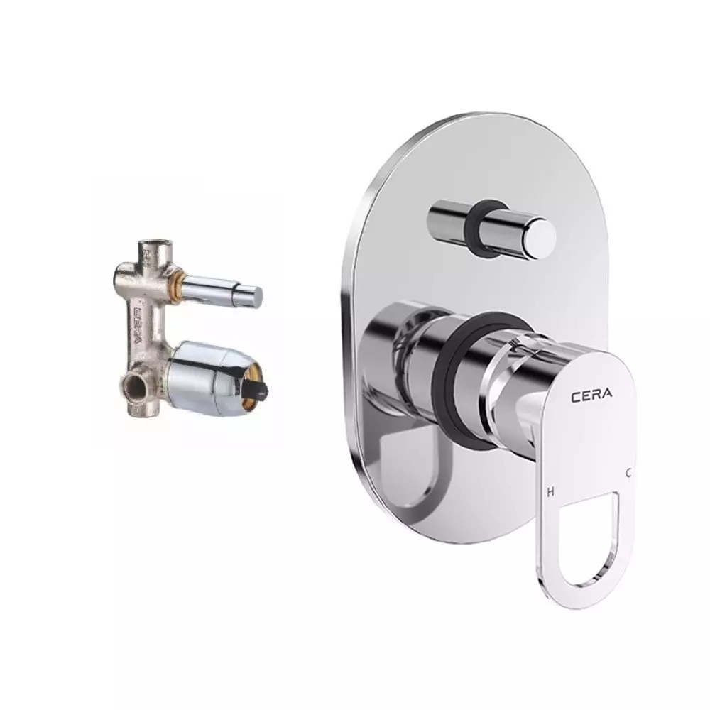 CERA ELANTE Diverter System Single Lever Exposed Part + Concealed Part Wall Mount, Silver